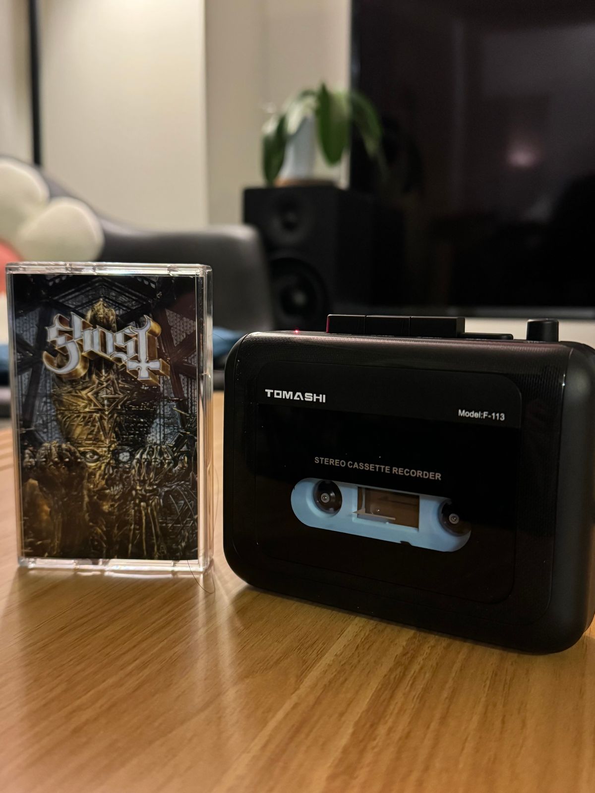 Photo of Ghost cassette case, and portable cassette player